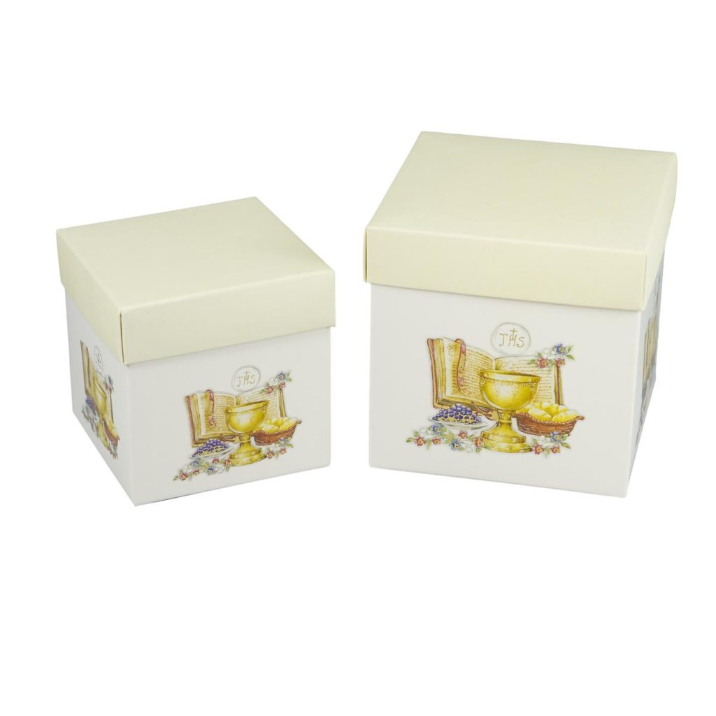 SCATOLA CARTONE PER BOMBONIERE 10X10X10 ART.18 COMUNIONE