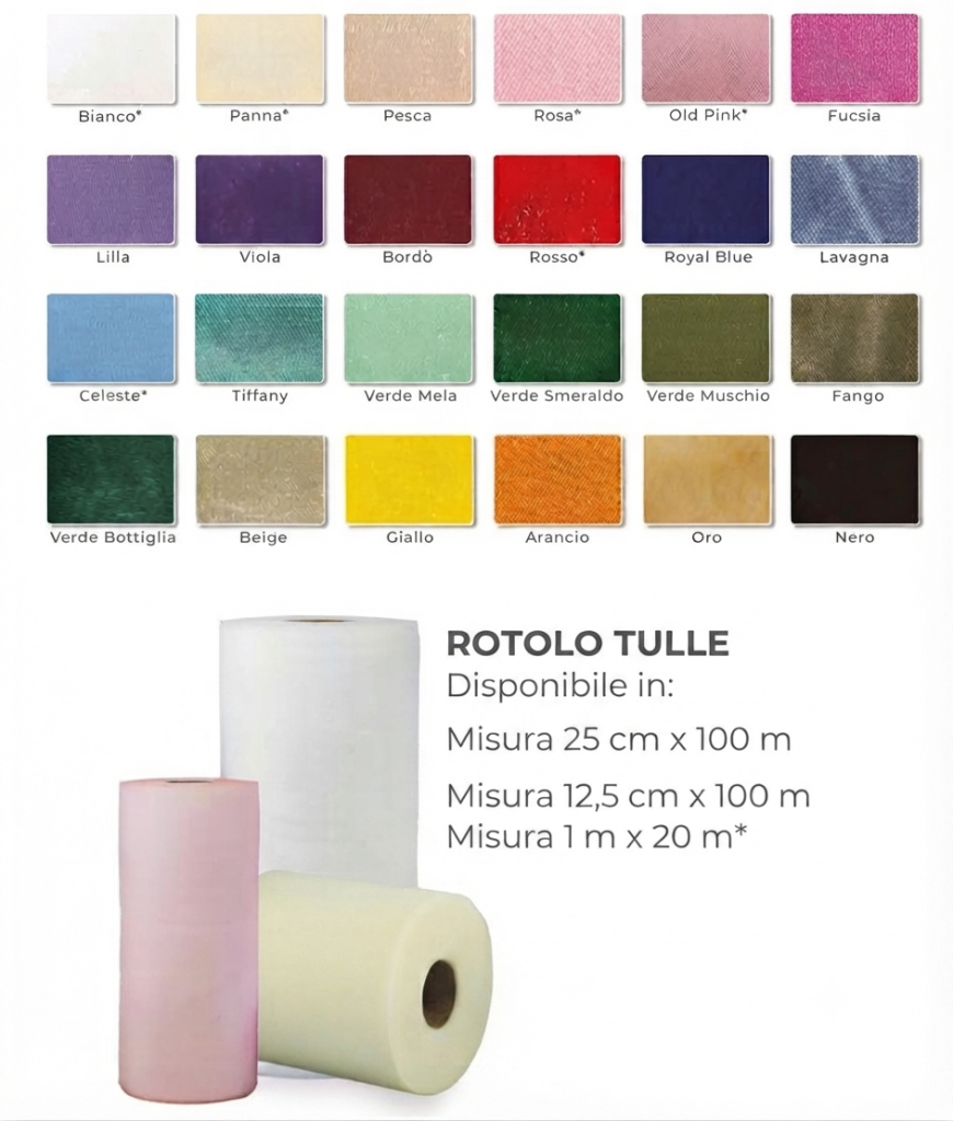 ROTOLO TULLE 1MT X 2O MT