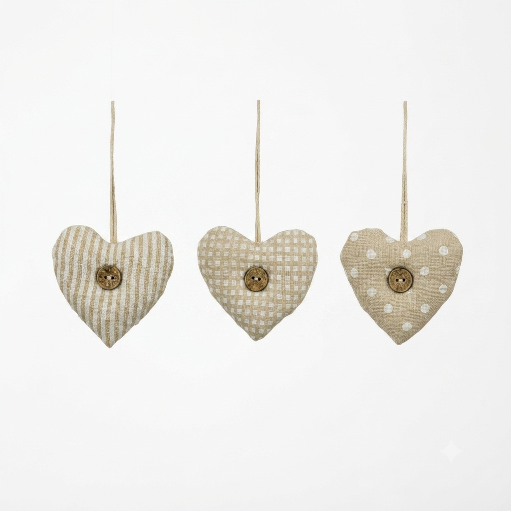 SACCHETTO STOFFA CUORE - 3 SOGGETTI ASSORTITI